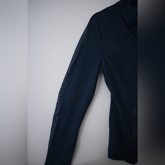 Athletic Zip-Up Jacket 90 Degree By Reflex Navy Blue Sheer Mesh Panels Size M - Picture 6 of 14